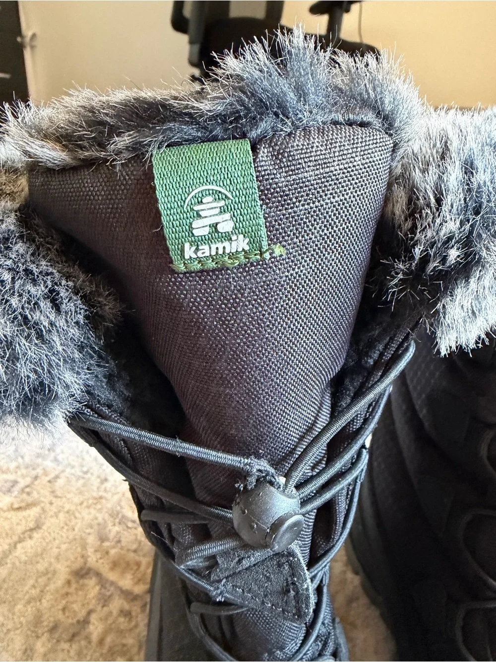 Kamik Women's Black Faux-Fur Trim Winter Boots
